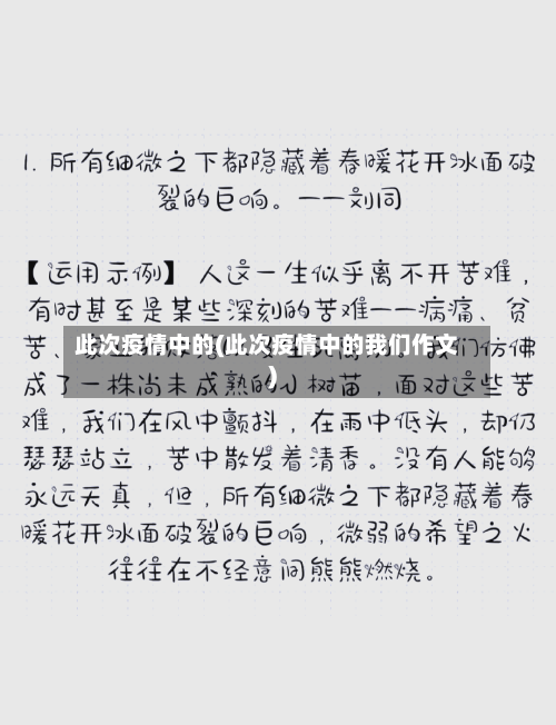 此次疫情中的(此次疫情中的我们作文)